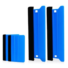 Ewrap 10CM + 21CM Allpurpose Plastic Squeegee Set, Felt Edge Squeegee, Vinyl Applicator Wallpaper Tools Window Tint Squeegee, For Removing Bubbles/Cleaning Dust Tool, 4Pcs, Blue