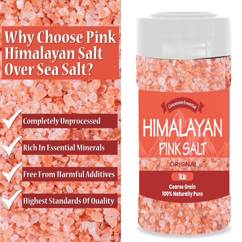 Concession Essentials- Himalayan Coarse Pink Salt (1lb) Includes a 3"