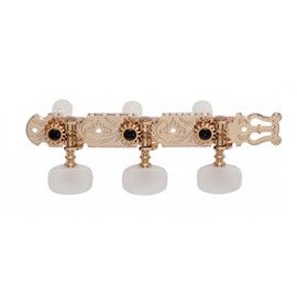 Gotoh Classical Tuners with white pearloid buttons, mounting screws included Gold