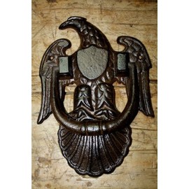 HUGE Cast Iron Antique Victorian Style AMERICAN EAGLE Door Knocker USA Man Cave