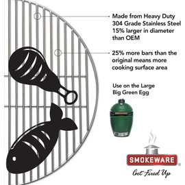SMOKEWARE Stainless Steel Grill Grate – Compatible with Big Green Egg, Heavy Duty Gauge (XL - 24")