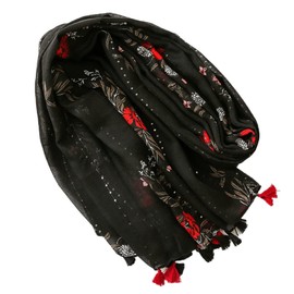 FAIRYGATE Scarfs for Women Sale Lightweight Floral Print Shawl Wrap Cotton Long Tassel Stole for Spring Autumn Winter Summer Ladies Scarves 69011