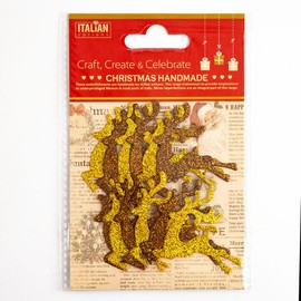 Italian Options Brown Gold Glitter Reindeers Christmas Craft Festive Card Making Decoration (Pack of 12)