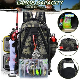 LYtech Fishing Backpack with Rod Holder, Waterproof Fishing Rucksack Fishing Bag Chest Back Pack Fishing Sling Bag Tackle Storage Bag Fish Carry Backpack for Fishing Camping Hiking Traveling Cycling