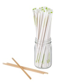Restaurantware Basic Nature 8.3 Inch Disposable Straws 2000 Sustainable Straws - Wrapped Won't Alter Flavors Brown PLA / Sugarcane Straws For Hot And Cold Drinks