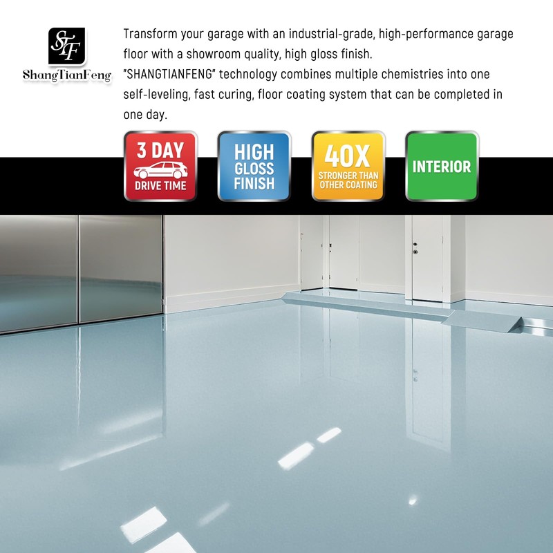 Professional Epoxy Floor Paint Kit (1 Gallon) - Light Blue