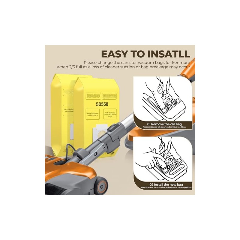 Vacuum Bags Replacement for Kenmore Canister C/Q 5055 50555 50557