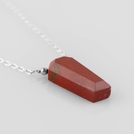 Natural Red Jasper Coffin Pendant, Gemstone Pendant, Statement Pendant, Silver Pendant, Coffin Pendant, Birthstone, Layering, Girlfriend, Gift for Her, Dainty Necklace, Friendship Day