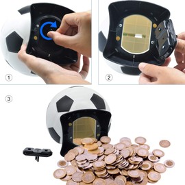 MOMMED Digital Counting Money Box with Counter, Football Piggy Bank Large for Children, Early Education with Automatic LCD Display, Balck, White