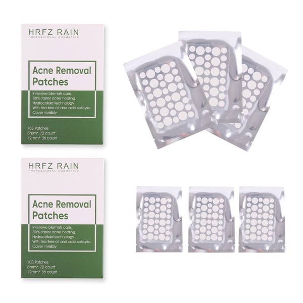 Moon & Back Parches para acné 108 Pack, Parches hidrocoloides absorbentes para tratar la erupción de acné y espinillas para el cuidado de la piel.
