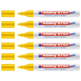 Edding Pack of 6 8750 Markers Special for Industrial Yellow 2-4mm