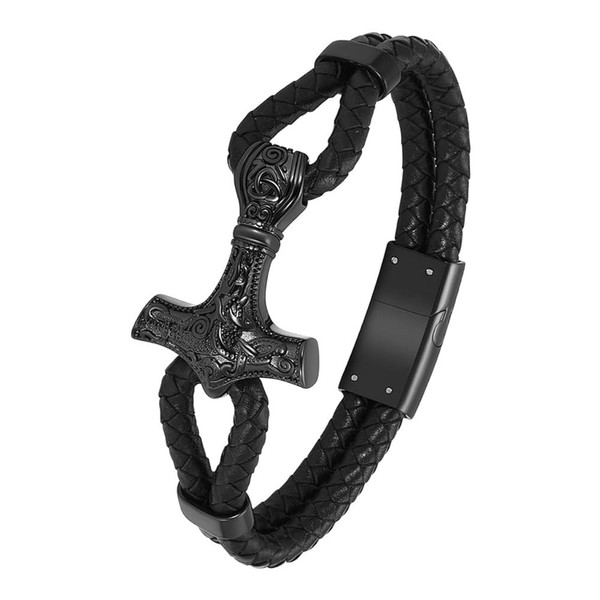 Viking Thor's Hammer Urn Bracelet for Ashes for Men Braided