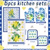 Bencailor 6 Pcs Lemon Kitchen Towels Oven Mitts and Pot