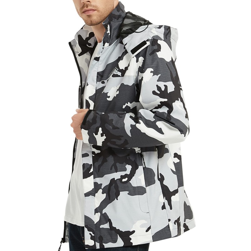 OTU Men's Lightweight Waterproof Hooded Rain Jacket Outdoor Raincoat Shell