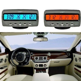 MASO 4 in 3 LED Car Digital Outdoor Indoor Clock LED Voltage Indicator Voltmeter Thermometer