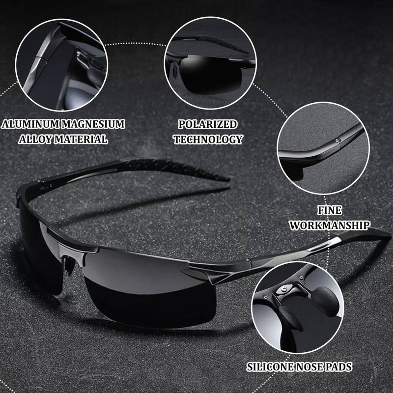 TYFGRT 2 Pack Men's Sunglasses Rectangular Sunglasses Sports Sunglasses Anti-glare