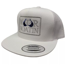 Yupoong Motor Boatin Mesh Snapback Embroidered flat bill trucker hat cap White