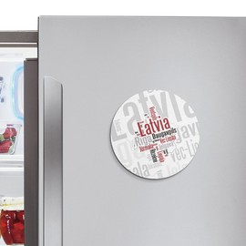 Unbranded Latvia Map Word Cloud | 4'' X 4'' Round Decorative Magnet