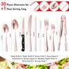 30 Pieces Rose Gold Silverware Sets Plus Serving Tong,Stainless Steel
