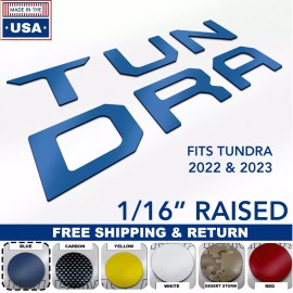 Advanced Trims SET OF 2: 2022-2024 BLUE Front Emblem TUNDRA + TRD  GRILL Letters Inserts Badges