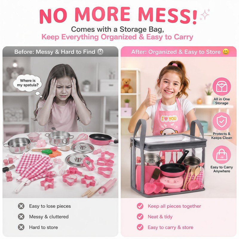 Cogwak Kids Real Cooking Sets Montessori Mini Kitchen Toys for