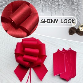 Tunhad Pull Bows, Red Bows for Gift Wrapping, Gift Bows, Gift Wrap Bows, Gift Wrapping Pull Bow for Wedding Birthday Anniversary Christmas Party Decoration, 5PCS