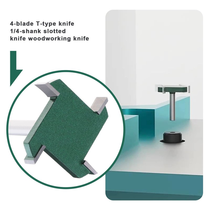 VGOL 4-Wing Spoilboard Surfacing Router Bit 1/4'' Shank T-type Slotting