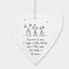 East Of India Hanging Heart Sentiment Gift Because Of You