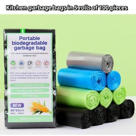 Biodegradable Trash Bags Waste Bag100PCS, Garbage bags 20L kitchen trash bags, Small Garbage Bags, Compost Bags for Food/House/Garden (Black)