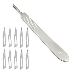 AAProTools Surgi Grade Blades #11 10pcs Sterile with #3 Scalpel Knife Handle for Biology Lab Anatomy, Practicing Cutting, Medic Student, Sculpting, Repairing