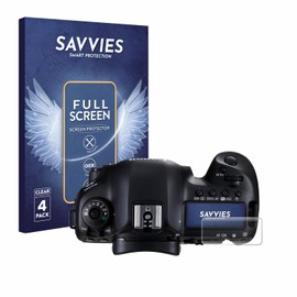 Savvies Pack of 4 Full Screen Protectors for Canon EOS 5D Mark III (Shoulder Display) Full Cover Screen Protector Film [3D Curved, Transparent]