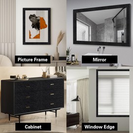 Avinyl 10M Black Mirror Border Peel and Stick Wallpaper, Self Adhesive Waterproof Wallpaper Mirror Frame Tape for Bathroom Decor, Silk Peel and Stick Trim Removable Kitchen Wall Decor 1.96" x 393"