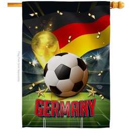 Ornament Collection World Cup Germany House Flag Sports Soccer Game Goal Ball Football Entertainment Activity Physical Small Decorative Gift Yard Banner Double-Sided Made in USA 28 X 40