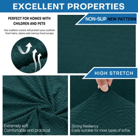 XINEAGE 2025 New 4 Pieces Extra Large Couch Covers for 3 Cushion Sofa Super Stretch Sofa Cover for 3 Large Seat Cushion Universal Slip Cover for Living Room (Blackish Green), 91"-110"(3 Cushions)