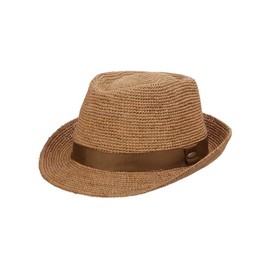 Scala Men's Crochet Raffia Fedora with Ribbon, Tea, Small/Medium