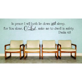 Design with Vinyl RAD 978 3 in Peace I Will Both Lie Down and Sleep, for You Alone, O Lord, Make Me to Dwell in Safety. Psalm 4;8 Bible Quote KJV Wall Decal, Black, 20 x 30"