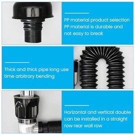 HASTHIP Kit de Drenaje para Lavabo de Baño Acero Inoxidable y ABS,Tubo Desagüe Flexible y Expandible con Sifón Antiolor Antiobstrucción 3 en 1