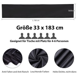 ZTDOLL Table Runner 33 x 183 cm Black Plain Satin Luxury Soft Velvet for Party Holiday Wedding Gathering