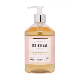 Fer à Cheval Marseille Liquid Soap, French Savon Liquide De Marseille, Luxury Rose Scented Liquid Marseille Soap, Rose Petals, 500ml/16.9fl oz