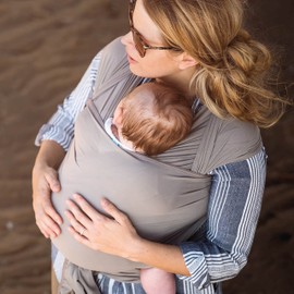 Diono We Made Me Flow, Baby Wrap Carrier, Newborn to Toddler Breastfeeding Cover, Super Stretchy, Cool & Comfortable Baby Sling, Pebble