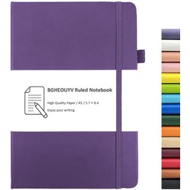 BGHEOUYV Notebook Journal, College Ruled Notebook Lined A5 160 Pages,Hard Cover Journals for Writing, Notebooks for Work Office School Women Men,5.7 inches x 8.4 inches(Purple)