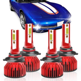 YXQQHY LED Fog Bulbs For Chevy Corvette C5 1997-2004,9005 9006 High Low Beam Light Bulbs, 6500K White, Plug and Play, Pack of 4