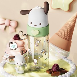 Roffatide Cartoon Pochacco Plastic Cup Bottle Portable Tumblers Travel Mugs Plastic Shaker Bottle Direct Drinking Cup Water Track Bottle Portable Leakproof Water