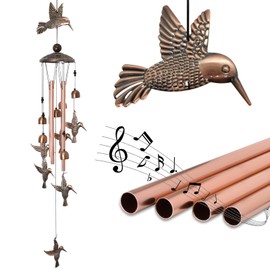 Wind Chimes for Outside, Wind Chime for Patio Yard with 4 Aluminum Tubes, Windchimes Outdoors Home Garden Decor Memorial Wind Chimes for Mom Grandma Birthday Festival Gifts (Hummingbird)