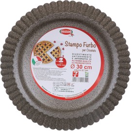 Graziano, Furbo Carbon Steel Baking Tin with 7 Layers of Non-Stick Coating, Ideal for Making Candy and Salt - Black, Diameter 30 cm