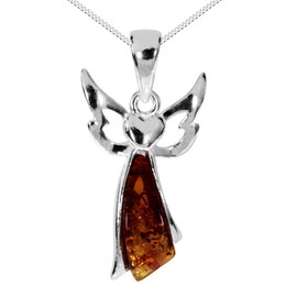 Ostsee-Schmuck - Necklace with Pendant - Angel - Silver 925/000 - Amber - Unisex - Adult (Classic), amber, Amber