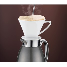 Cilio Glass Lined Coffee Carafe - 34 oz, Gray Satin - Insulated Pitcher for Hot & Cold Drinks - Thermal Carafe with Glass Liner - Coffee Dispenser