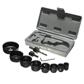 Eidoct 11Pcs Set 19-64mm Carbon Steel Hole Saw Drill Wood Metal Door Drilling Cutting Tool Kit