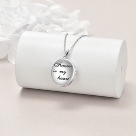 925 Sterling Silver Moonstone Photo Locket Necklace Floral Oval Shape Pendants Jewellery Gifts for Women Girls