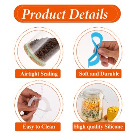 Bewudy 10Pcs Rubber Seals for Glass Jars, Replacement Silicone Jar Gaskets for Clip Top Storage Jars, Silicone Gasket Replacement for Mason Jars, Leak Proof Jar Seal Accessories (5 Colors)